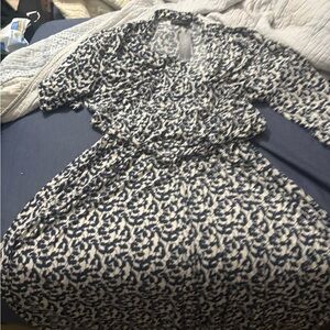 Lane Bryant Blue and White Leaf Print Dress NWT